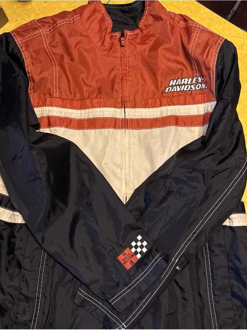 Harley-Davidson Black, Orange & Cream Racing-Style Windbreaker